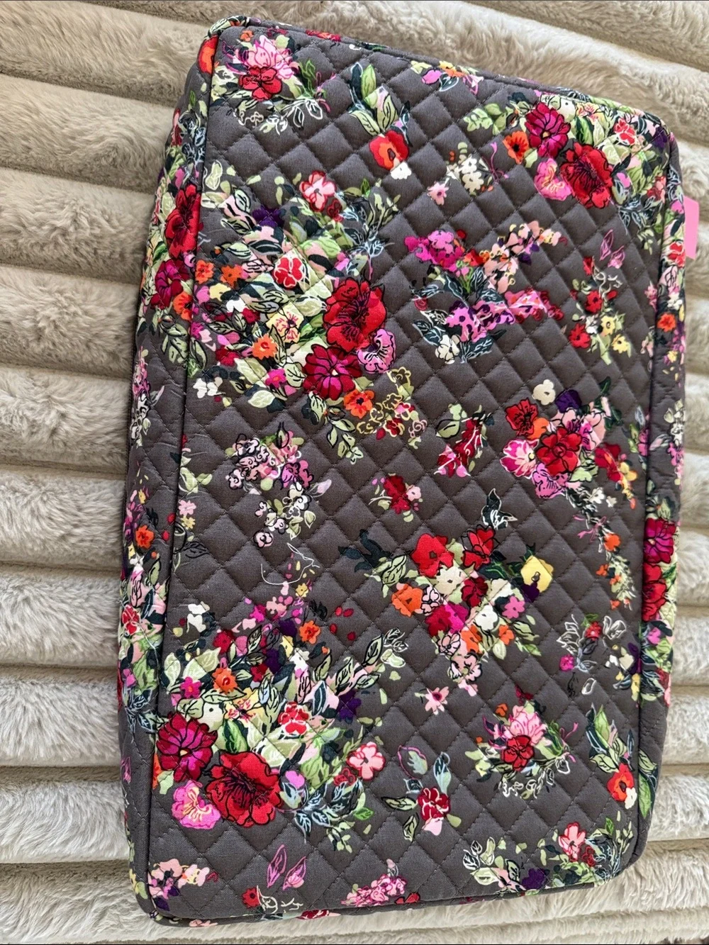 Vera Bradley Gray Quilted Travel Case with Bright Floral Print